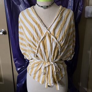 Striped Yellow and White Women's Top